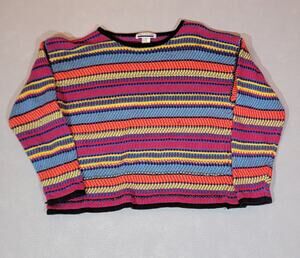 Vintage Work In Progress Beaded Multicolored Stripe Sweater Large